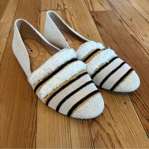 Birdies The Starling Cream & Black Stripe Loafers Women's Size 7.5